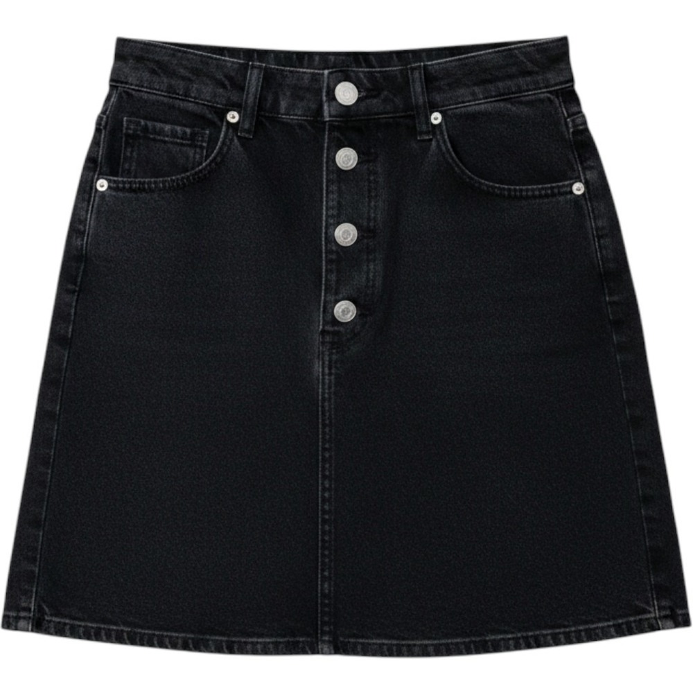 Pilcro and the Letterpress Anthropologie‎ Black Denim Button Front Mini Skirt 4